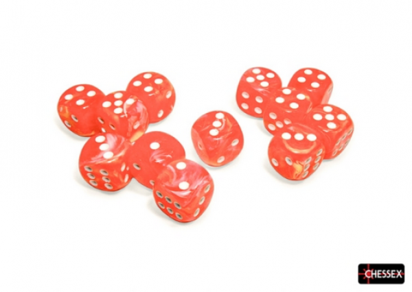 Chessex Dice Sets: Festive Dahlia/white 16mm d6 Dice Block (12 dice)