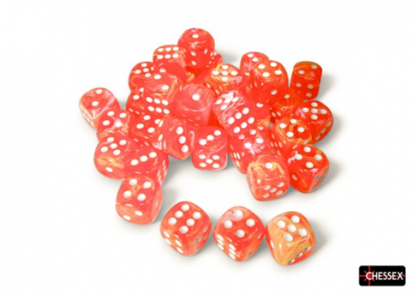 Chessex Dice Sets: Festive Dahlia/white Luminary 12mm d6 Dice Block (36 dice)