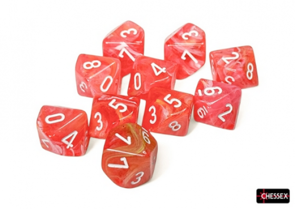 Chessex Dice Sets: Festive Dahlia/white Luminary Set of Ten d10s