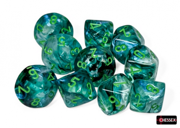 Chessex: Borealis Kelp/light green Luminary Set of Ten d10s