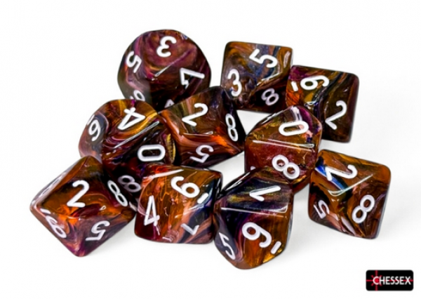 Chessex Dice Sets: Festive Symphony/white Set of Ten d10s
