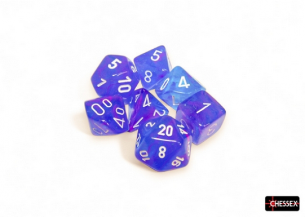 Chessex Dice Sets: Nebula Aura/white Luminary Polyhedral 7-Dice Set