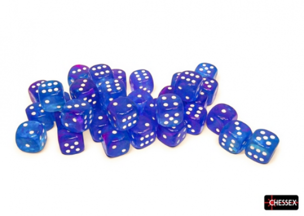 Chessex Dice Sets: Nebula Aura/white Luminary 12mm d6 Dice Block (36 dice)