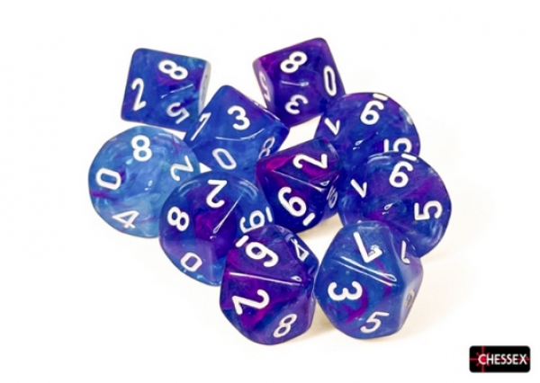Chessex Dice Sets: Nebula Aura/white Luminary Set of Ten d10s