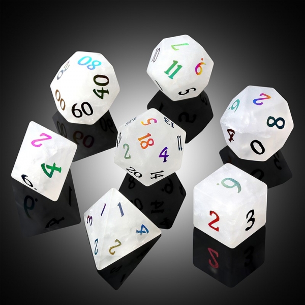 Dice Habit Glass Dice Set (7pcs) [Frosted White Zircon]