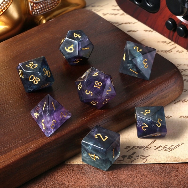 Dice Habit Gemstone Dice Set (7pcs) [Fluorite (Natural)]