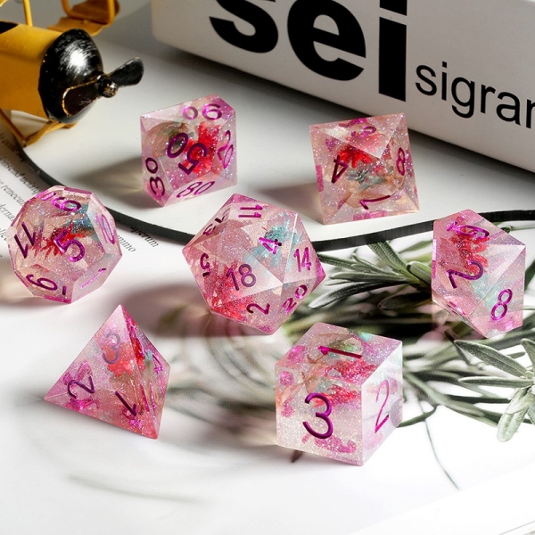Dice Habit Sharp Edge Dice Set (7pcs) [Cherry Blossom]