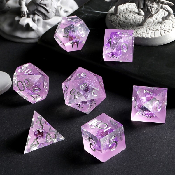 Dice Habit Sharp Edge Dice Set (7pcs) [Purple Lotus]