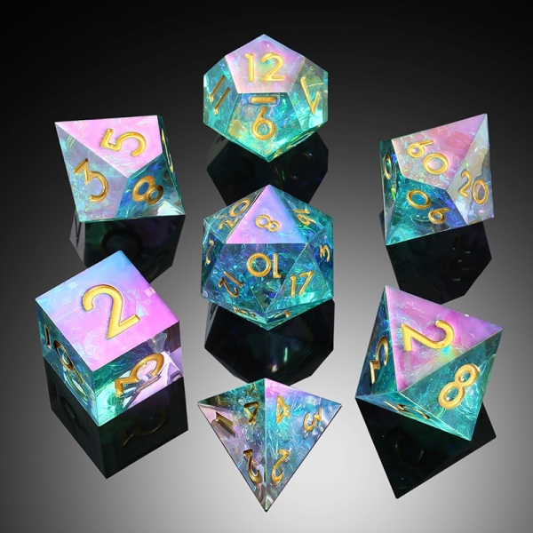 Dice Habit Sharp Edge Dice Set (7pcs) (Chromatic) [Opal]