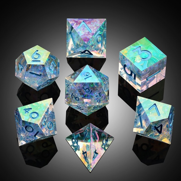 Dice Habit Sharp Edge Dice Set (7pcs) (Chromatic) [Quartz]