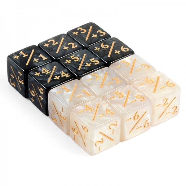 Dice Habit  Positive/Negative Dice Counters [Oynx/Marble] (12pcs)