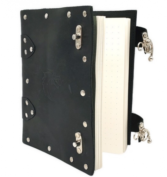 Old School Dice: Adventure Journal 8x6 - Black Leather