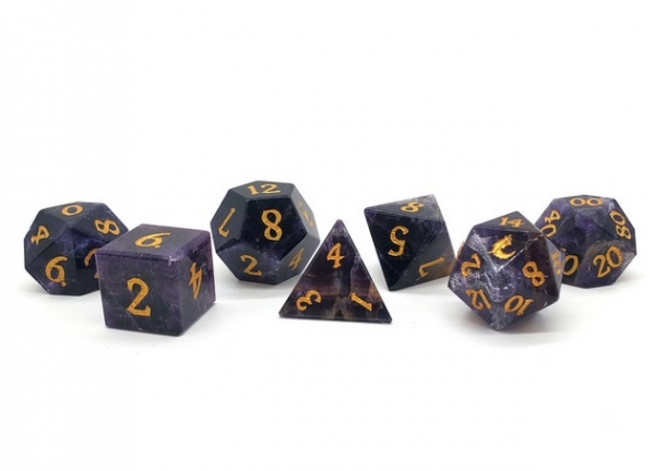 Old School RPG Dice Set: Gemstone - Fluorite Purple (7)