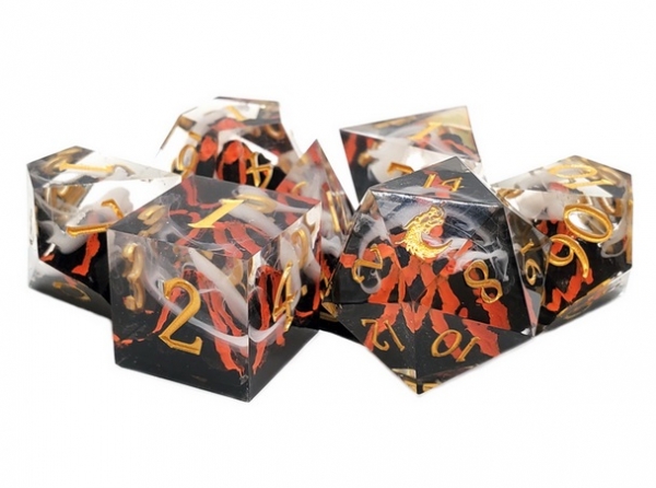 Old School RPG Dice Set: Sharp Edged Dice - Lava Flow Red (7)