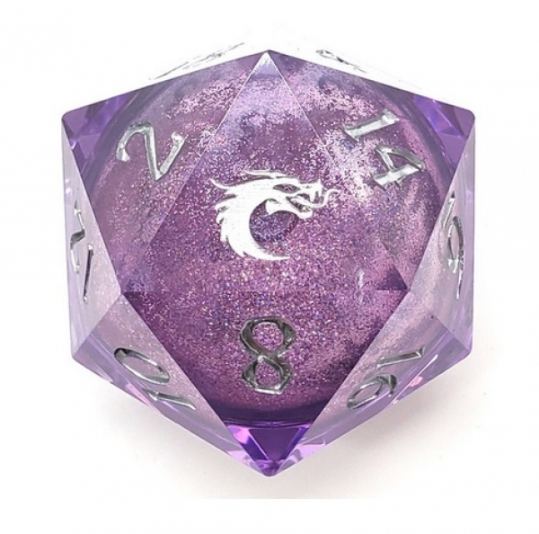 Old School RPG Dice: Sharp Edged Liquid Infused 55mm D20 - Amethyst Fury (1)