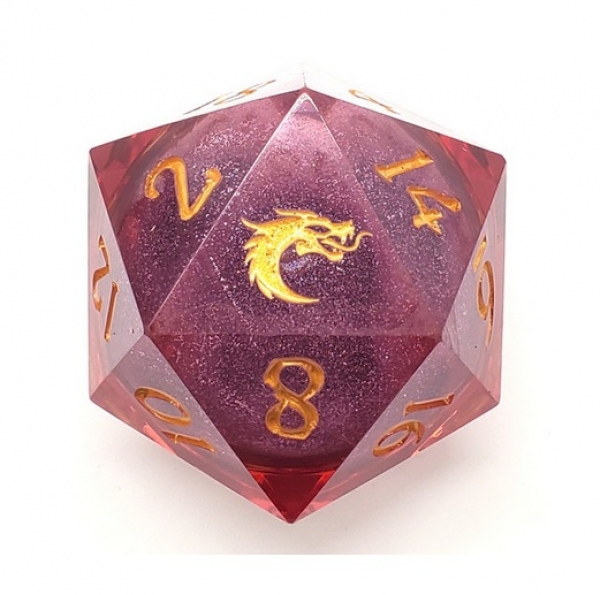 Old School RPG Dice: Sharp Edged Liquid Infused 55mm D20 - Crimson Fury (1)