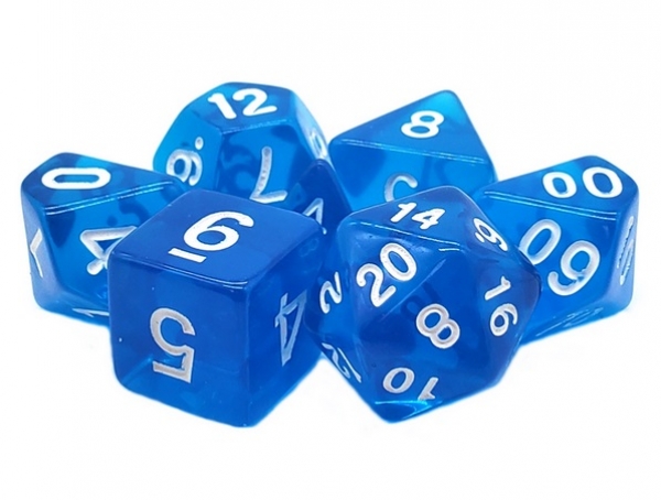 Old School RPG Dice Set: Translucent Blue (7)