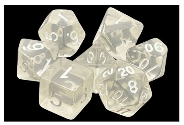 Old School RPG Dice Set: Translucent Clear (7)