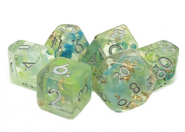 Old School RPG Dice Set: Particles - Blue & Green Mist (7)
