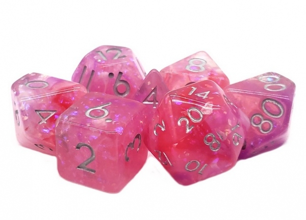 Old School RPG Dice Set: Particles - Pink, White & Purple Mist (7)