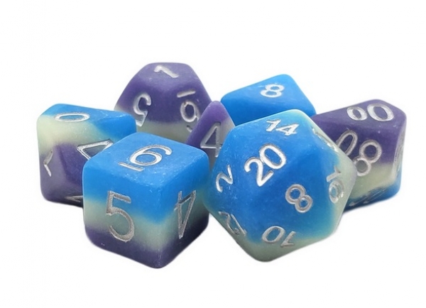 Old School RPG Dice Set: Gradients - Pastel Purple, Blue & White (7)