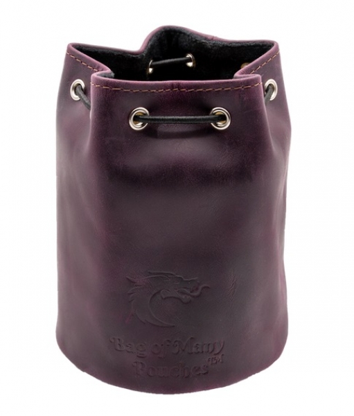 Old School Dice: Ultimate Bag of Many Pouches RPG Dice Bag - Purple Leather