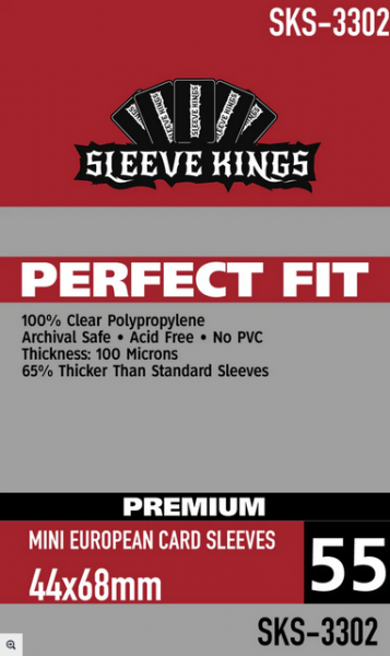 Sleeve Kings: Perfect Fit Premium Mini European Card Sleeves (44x68mm) -55 Pack, 100 Microns
