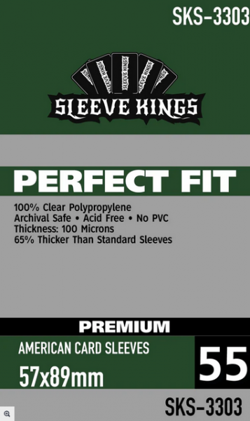Sleeve Kings: Perfect Fit Premium American Card Sleeves (57x89mm) -55 Pack, 100 Microns