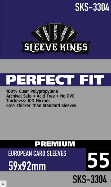 Sleeve Kings: Perfect Fit Premium European Card Sleeves (59x92mm) -55 Pack, 100 Microns