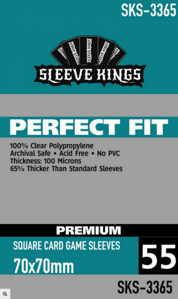 Sleeve Kings: Perfect Fit Premium Square Card Sleeves (70x70mm) -55 Pack, 100 Microns