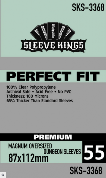 Sleeve Kings: Perfect Fit Prem Mag Oversized Dungeon Sleeves: (87 X 112mm) -55 Pack 100 Microns