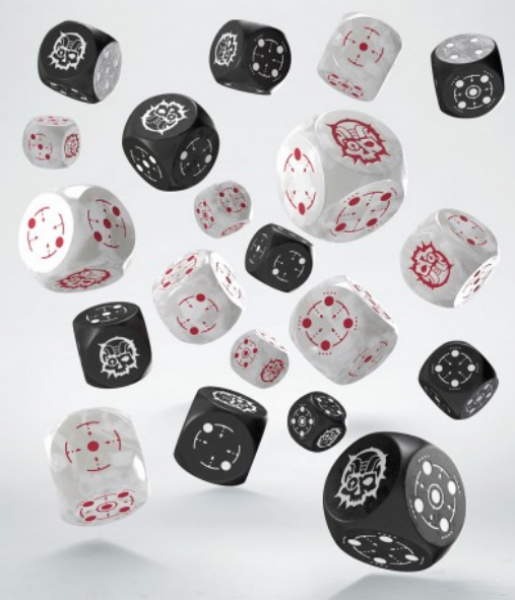 Exotic Dice Sets: Crosshairs Compact D6 - Black & Pearl (20)