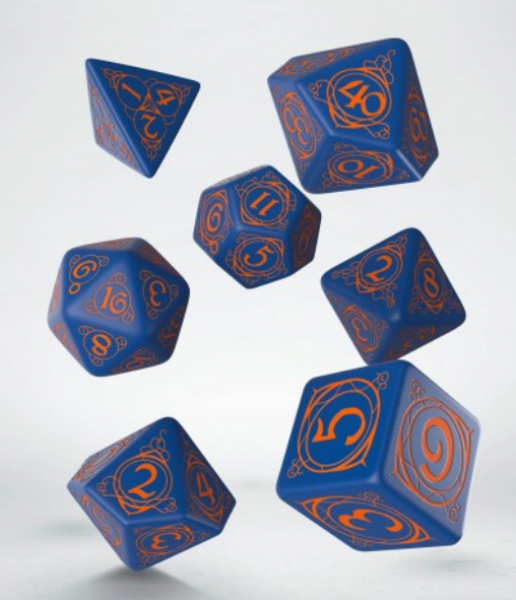 Exotic Dice: Wizard Dice Set - Dark-blue & Orange (7)