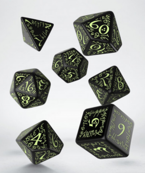 Exotic Dice: Elvish Black & Glow-in-the-dark Dice Set (7)