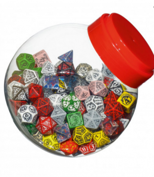 Jar of Dice with D4, D6, D8, D10, D12, D20, D100 (150)