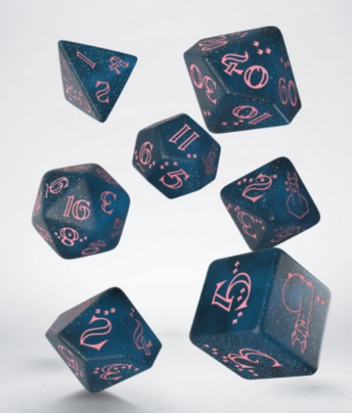 Exotic Dice: Sparkling Llama Dice Set - Glittering Dark Blue & Pink (7)