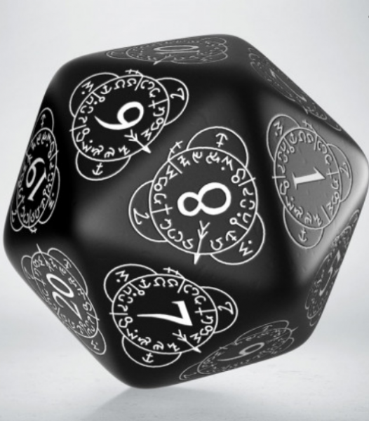D20 Level Counter Die - Black & White (1)