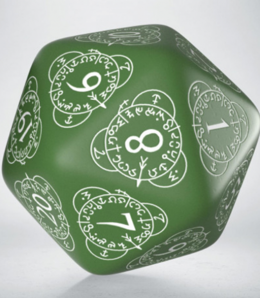 D20 Level Counter Die - Green & White (1)