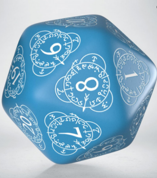 D20 Level Counter Die - Blue & White (1)