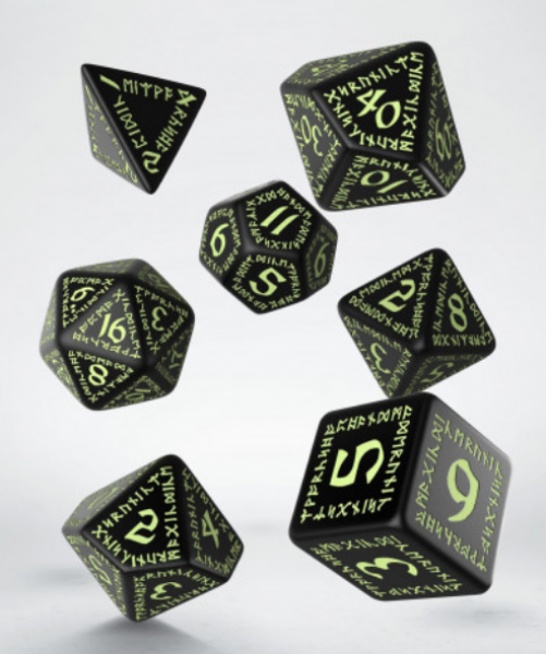 Exotic Dice Sets: Runic Black & Glow-in-the-dark Dice Set (7)