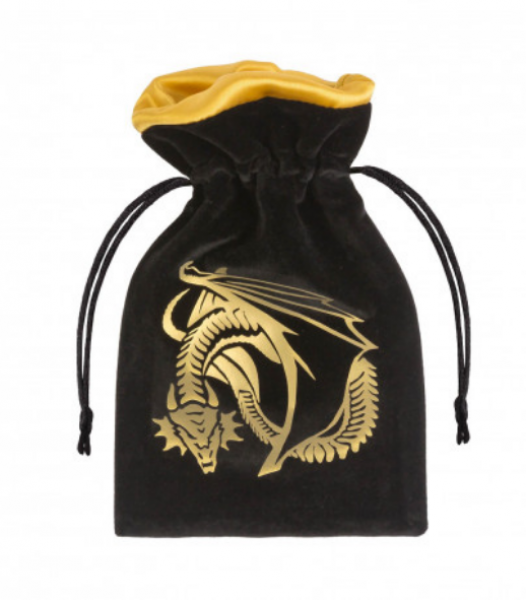 Dice Accessories: Dragon Black & Golden Velour Dice Bag