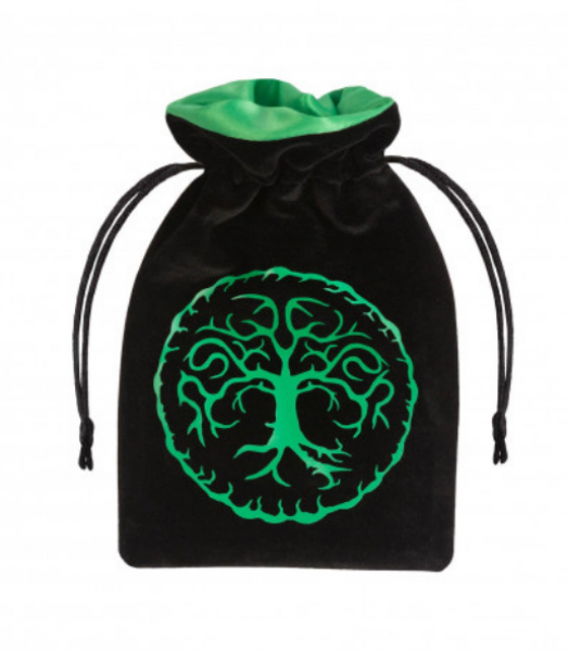 Dice Accessories: Forest Black & Green Velour Dice Bag
