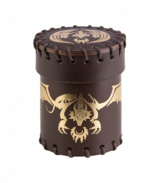 Flying Dragon Brown & Golden Leather Dice Cup