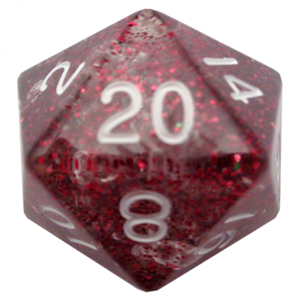Fanroll: 35mm Mega Acrylic d20 - Ethereal Light Purple with White Numbers (1)