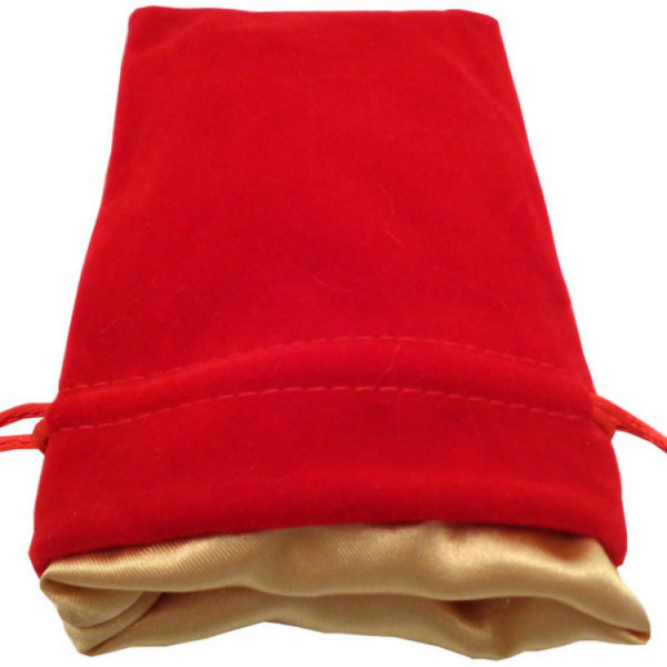 Fanroll: Small Velvet Dice Bag - Red w/ Gold Satin (4'' x 6'') (1)