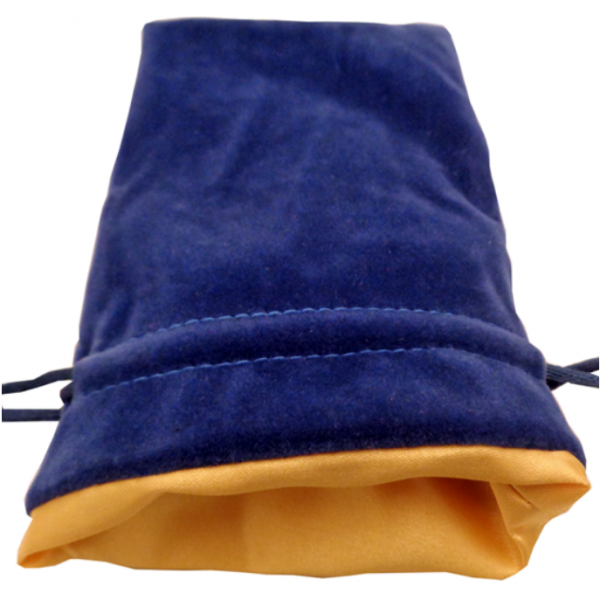 Fanroll: Small Velvet Dice Bag - Blue w/ Gold Satin (4'' x 6'') (1)