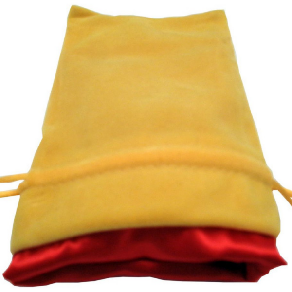 Fanroll: Small Velvet Dice Bag - Gold w/ Red Satin (4'' x 6'') (1)