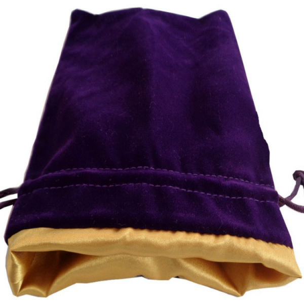 Fanroll: Small Velvet Dice Bag - Purple w/ Gold Satin (4'' x 6'') (1)