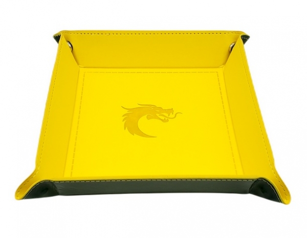 Old School: Dice Rolling Tray: Square- Yellow w/ Black
