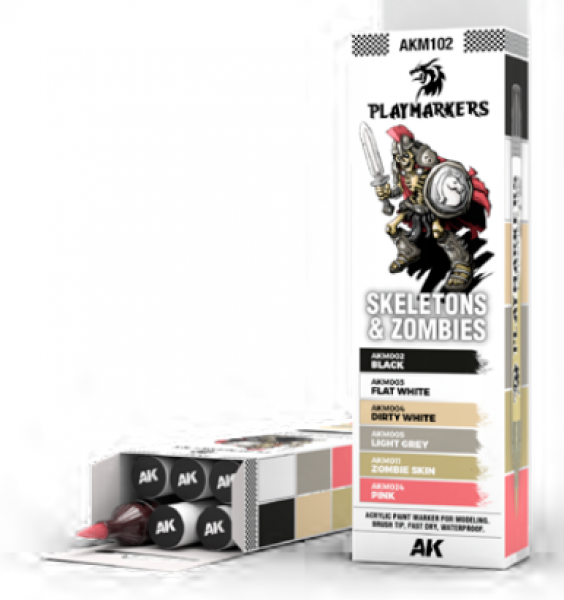 AK-Interactive: Playmarkers -  PLAYMARKERS SET - SKELETONS & ZOMBIES (6 Ref.)